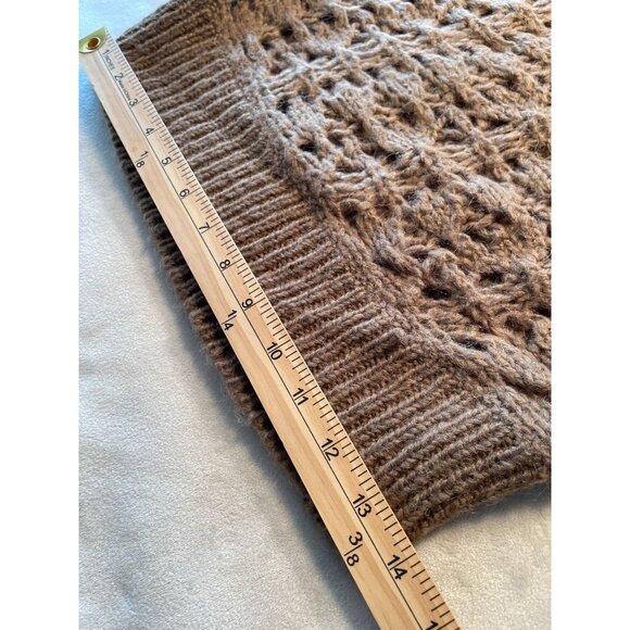 Free People Womens Crochet Knit Hooded Sweater Brown Cottagecore Y2K Twee Boho - Picture 5 of 12